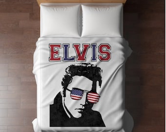 Manta: Manta de terciopelo Minky de 80" x 60" de Elvis patriótico, manta de Elvis, manta de Elvis Presley, productos de Elvis, recuerdo de Graceland, Elvis