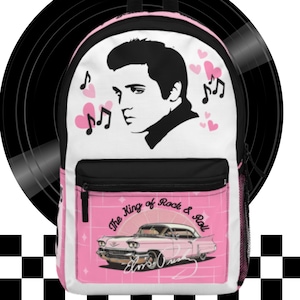 Sac à dos Elvis, cadeau de fan d'Elvis rétro, sac de voyage Presley, sac à dos pour mélomane, cartable d'inspiration vintage, cadeau musique Elvis, Elvis Presley