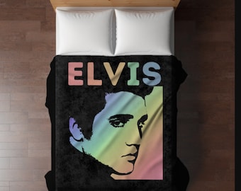 Manta de terciopelo Minky de 80" x 60" con diseño de Elvis Pastel Ombre Love, manta de Elvis, manta de Elvis Presley, productos de Elvis, recuerdo de Graceland, Elvis