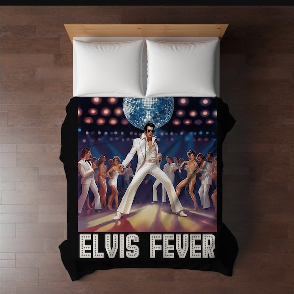 Elvis Fever 80" x 60" Velveteen Minky Blanket, Elvis Blanket, Elvis Presley Throw, Elvis Merch, Graceland Souvenier, Elvis Presley, Elvis