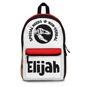Special Needs Personalized T-Rex Dinosaur Bones Backpack, Non Verbal Merch, Special Education, Autism Merch, Communicate Differently, Autism