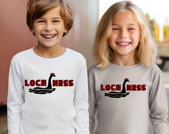Loch Ness Monster with Tam Toddler Sizes 2T-6T Long Sleeve Tee, Loch Ness Children's Shirt, Loch Ness Merch, Kids Loch Ness Shirt, Nessie