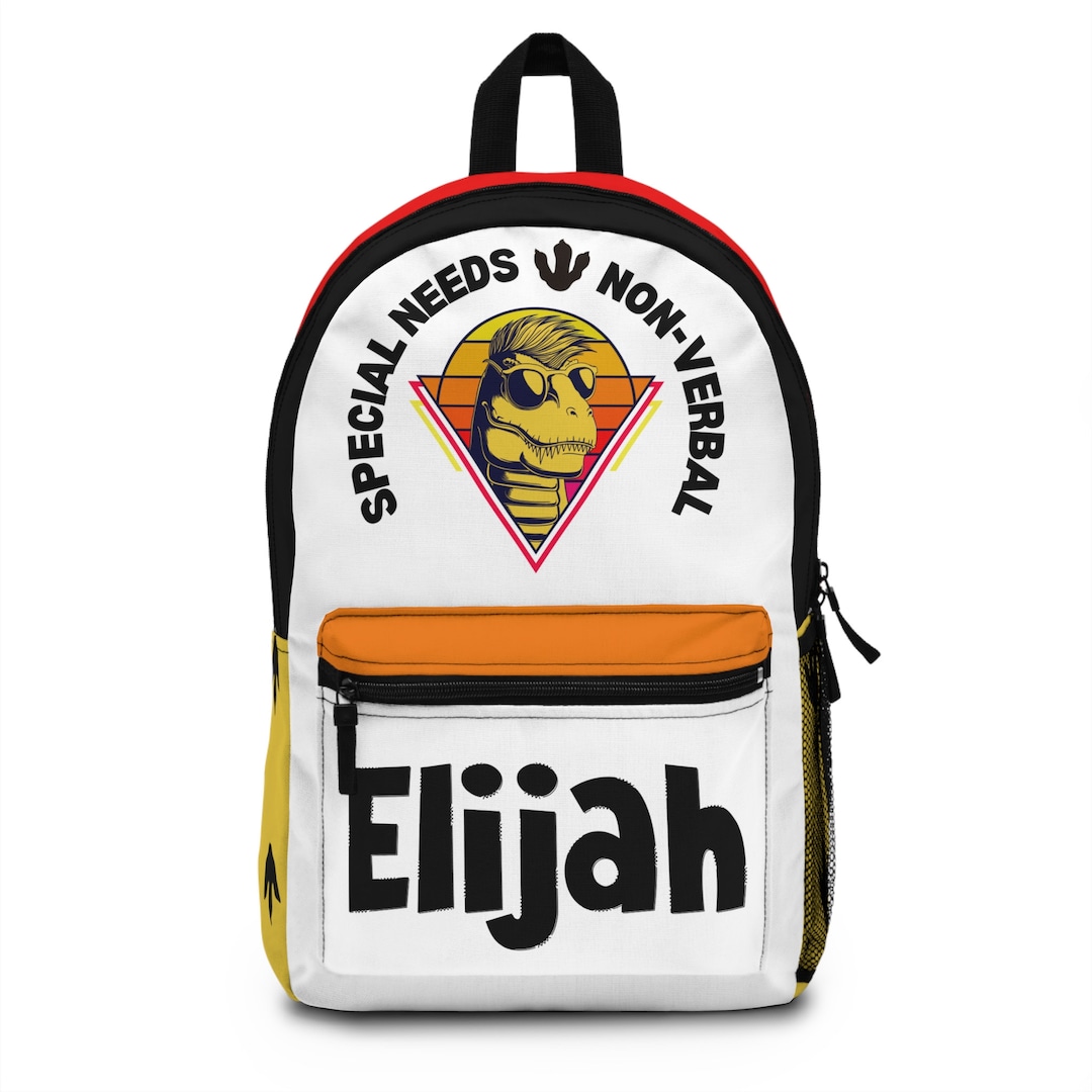 Sped Backpack Special Needs Personalized Funny Dinosaur Backpack, Non-verbal. Autism ...