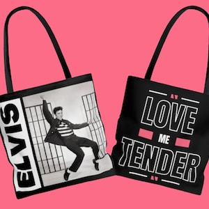 ELVIS Tote | Elvis Bag | Elvis Merch | Elvis Presley | Love Me Tender | Elvis Movie | Elvis Purse | Vintage Elvis | Gifts |2 sizes