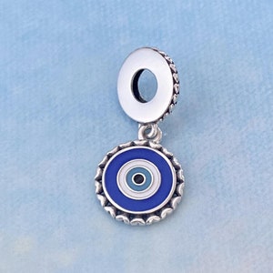 Evil Eye Dangle Charm,New Genuine S925 Sterling Silver Charm for Bracelet,Necklace Pendant
