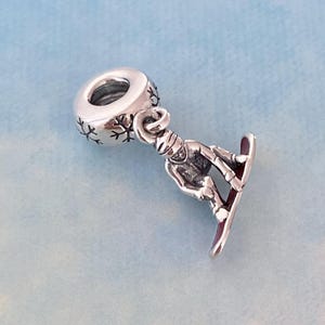 Snowboarder Dangle Charm,New Genuine 925 Sterling Silver Charm for Bracelet,Necklace Pendant
