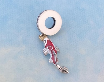 Good Fortune Carp Fish Dangle Charm,genuine 925 Sterling