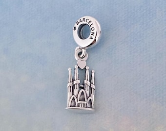 Barcelona La Sagrada Familia Dangle Charm,New Genuine 925 Sterling Silver Charm for Bracelet,Necklace Pendant