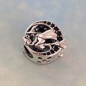 Charm sorcière volante, breloque en argent sterling 925 véritable pour bracelet, pendentif