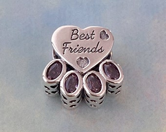 Best Friend Pet Paw Print Charm,925 Sterling Silver Charm for Bracelet,Necklace Pendant