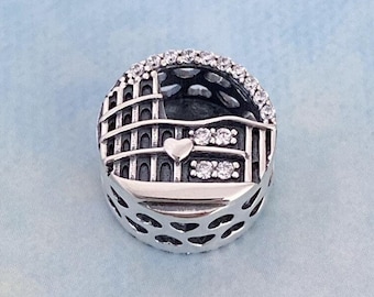 Rome Colosseum Charm,Genuine 925 Sterling Silver Charm for Bracelet,Necklace Pendant