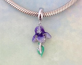 Iris Pendant Charm,Genuine 925 Sterling Silver Charm for Bracelet,Necklace Pendant