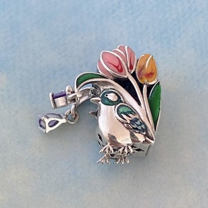 Berloque de flor e pássaro, novos berloques genuínos de prata esterlina 925 para pulseira Pandora, pingente de colar, presente para ela