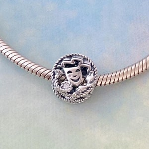 Comedy and Tragedy Drama Masks Charm,New Genuine S925 Sterling Silver Charm for Bracelet,Necklace Pendant,Best Gift for Her
