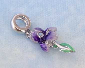 Iris Pendant Charm,Genuine 925 Sterling Silver Charm for Bracelet,Necklace Pendant
