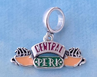 Coffee Shop Central Perk Dangle Charm,Genuine 925 Sterling Silver Charm for Bracelet,Necklace Pendant