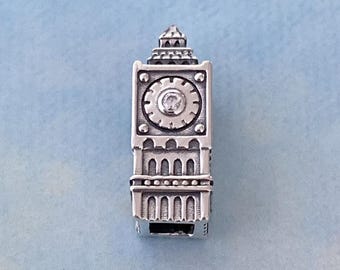 thumbnail image 2 of Tommyway Jewelry Genuine 925 Sterling Silver Big Ben London Charm Pendant - England 2 of 4