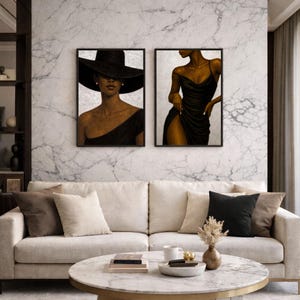 Minimalist gallery wall set with fashion inspired female portrait prints