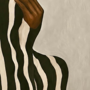 Digitale Wandkunst mit neutralen afrozentrischen schwarzen Frauen: Abstrakter digitaler Druck mit Streifenmuster Bild 4
