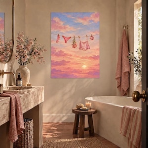 Pink Sunset Wall Art, Feminine Lingerie Print, Coquette Wall Decor, Romantic Bedroom Poster, Pink Sky Art, Girly Wall Art
