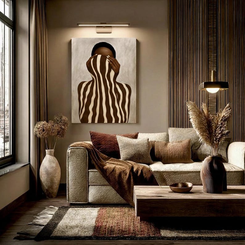 Neutral Wall Art, Afrocentric Abstract Black Woman Digital Print ...