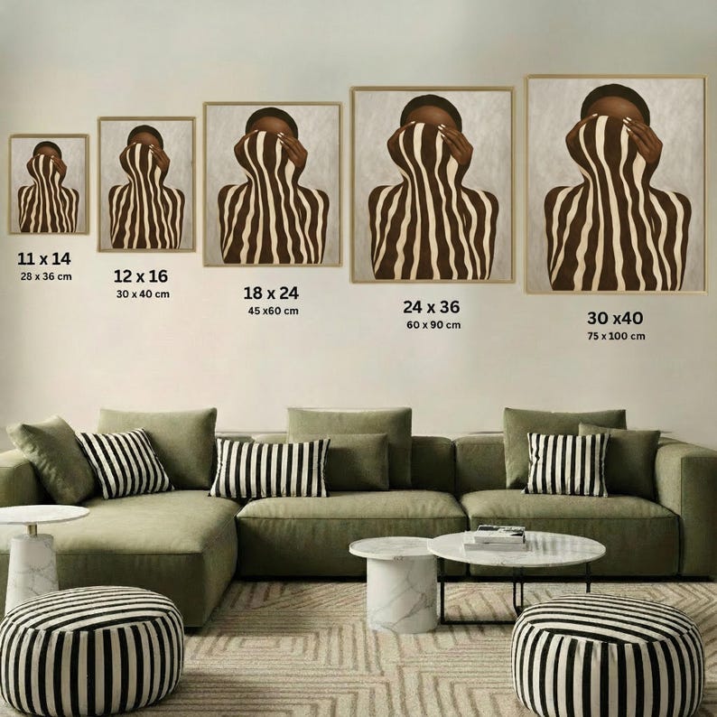 Neutral Wall Art, Afrocentric Abstract Black Woman Digital Print ...