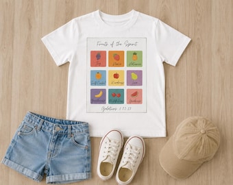 Kids Fruits of the Spirit Tee – Retro Fruit Graphics, Galatians 5:22–23 Christian Apparel