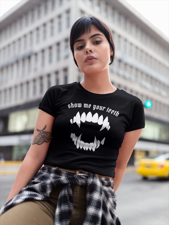 Show Me Your Teeth Goth Crop Top Gothic Emo Alt Dark Cute Etsy