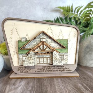 Grand Canyon North Rim Lodge Memorial Sign Shelf Display, National Park Sign, Layered Wood Keepsake Souvenir