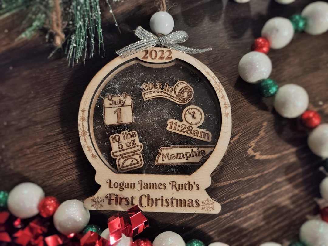 Baby's First Christmas Snow Globe Personalized 3d Shaker Etsy