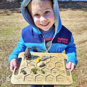 Kids Nature Scavenger Hunt Board, Homeschool Preschool Montessori Wooden Game, Nature Board, Discovery Board image 7