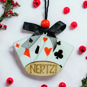 Nertz Card Game Ornament, Playing Cards Christmas Ornament, Game Night, Dutch Blitz, Aces, Spades, Diamonds, Hearts, Clubs, Clovers