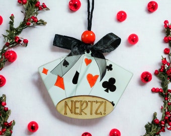 Nertz Card Game Ornament, Playing Cards Christmas Ornament, Game Night, Dutch Blitz, Aces, Spades, Diamonds, Hearts, Clubs, Clovers