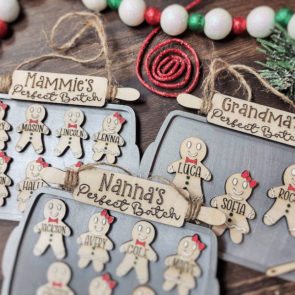 Lot parfait de grand-mère, décoration de Noël personnalisée pour la famille des biscuits en pain d'épice, jusqu'à 10 noms, cadeau pour les grands-parents, décoration en pain d'épice