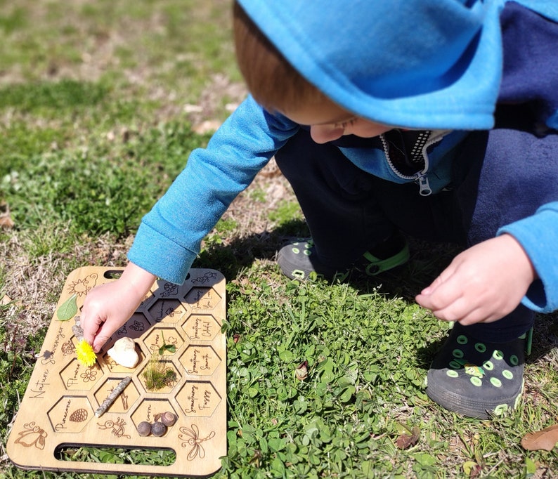 Kids Nature Scavenger Hunt Board, Homeschool Preschool Montessori Wooden Game, Nature Board, Discovery Board image 5