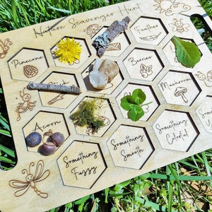 Kids Nature Scavenger Hunt Board, Homeschool Preschool Montessori Wooden Game, Nature Board, Discovery Board image 2