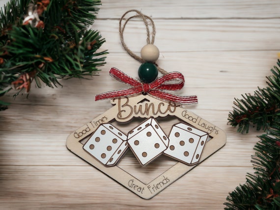 Bunco Ornament, Bunco Babe, Bunco Beauties, Bunco Besties, Bunco Game Night Christmas Ornament Exchange, Dice Game