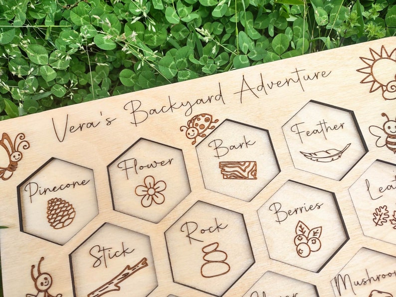 Kids Nature Scavenger Hunt Board, Homeschool Preschool Montessori Wooden Game, Nature Board, Discovery Board image 3