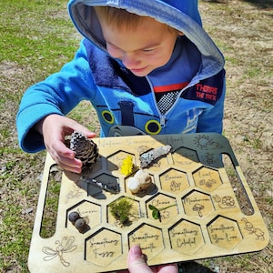 Kids Nature Scavenger Hunt Board, Homeschool Preschool Montessori Wooden Game, Nature Board, Discovery Board image 6