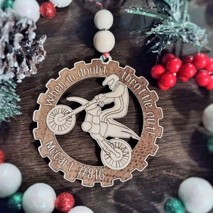 Dirt Bike Ornament, Boy Rider, Girl Rider, Personalized Name, Number, Racing Series, Custom Motocross Ornament, 2023 Christmas Ornament