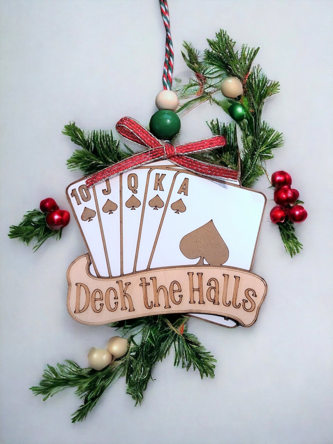 Deck the Halls, Playing Cards Christmas Ornament, Game Night, Spades ...