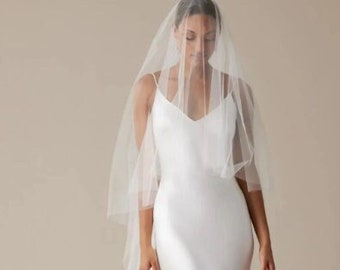 Bridal Veil Ivory Two Tier Cathedral Veil Two Tier Pencil Veil Long Cathedral Veil Ivory Short