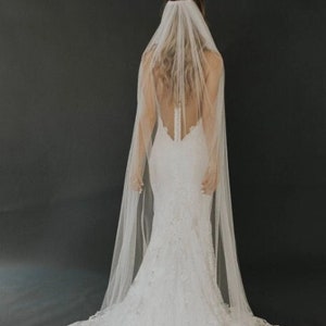 Bridal Veil , Wedding veil Ivory, Simple veil single layer, Veil for Bride, White Veil short, Cut Edge Veil long image 8