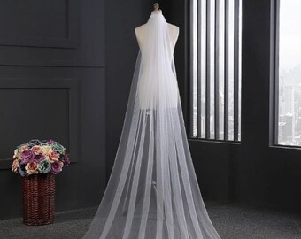 Bridal Veil , Wedding veil Ivory, Simple veil single layer, Veil for Bride, White Veil short, Cut Edge Veil long