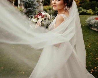 Schleier Ivory Schlicht eine Lage Elfenbein Off White Brautschleier kurz Hochzeit Schleier lang Hochzeit Accessoire Kathedrale mit Kamm