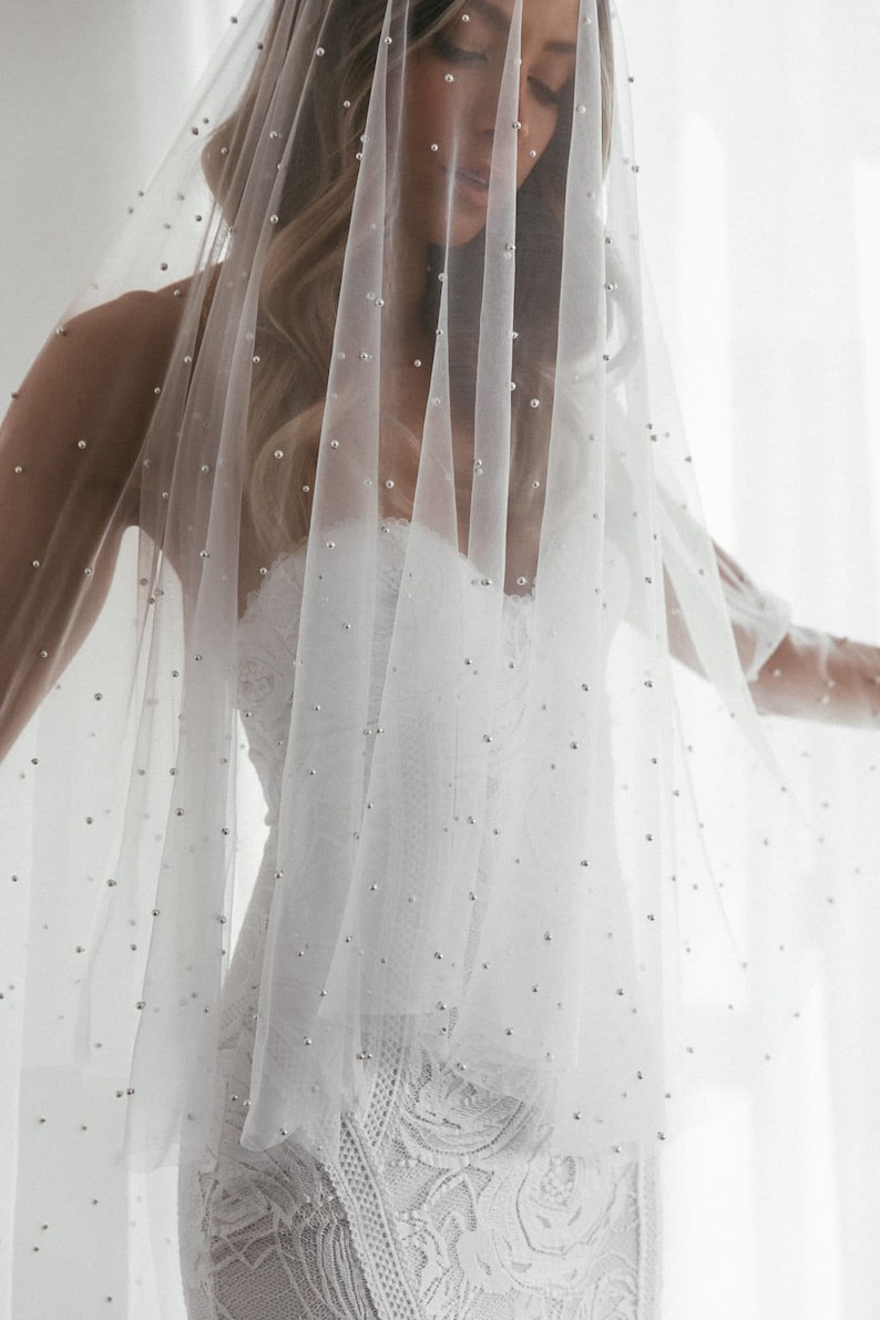 Schleier Perlen Schleier Zwei Lagen Kathedralschleier lang - Etsy.de