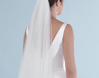 Bridal Veil , Wedding veil Ivory short , Simple veil single layer, Veil for Bride, White Veil,  soft tulle, bridal veil, Cut Edge Veil long