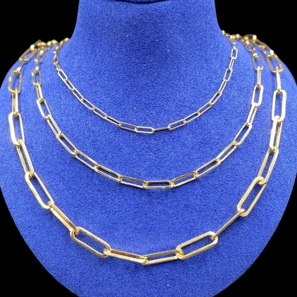 14k Gold Paperclip Necklace Etsy