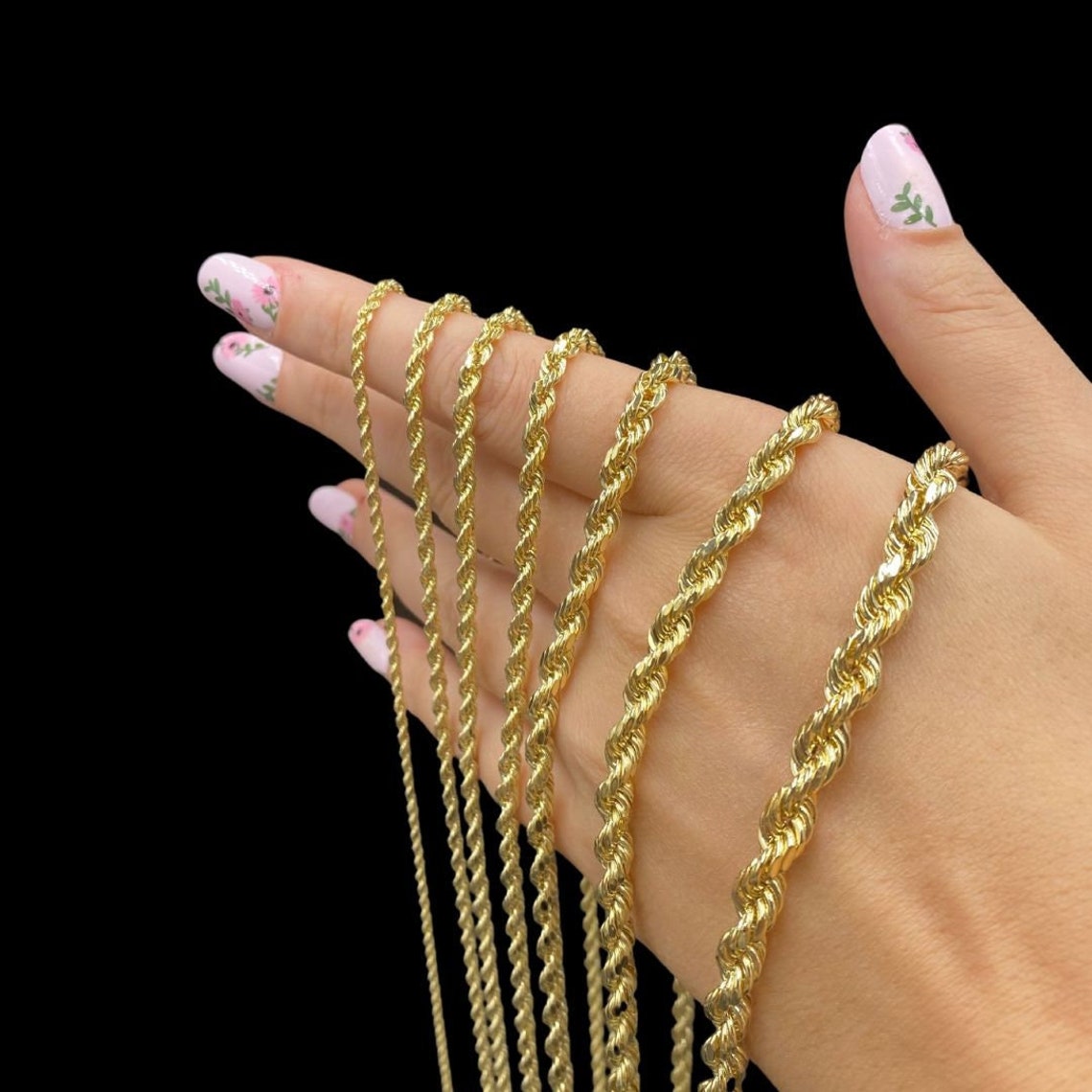 14K Real Gold Rope Chain Real Gold Chain Necklace Twist Rope Etsy