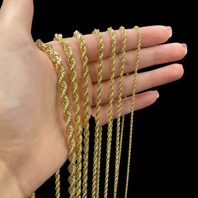 14K Real Gold Rope Chain Real Gold Chain Necklace Twist Rope Etsy